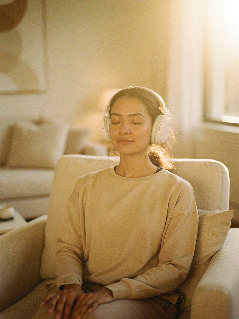 A calm person listening to their daily practice